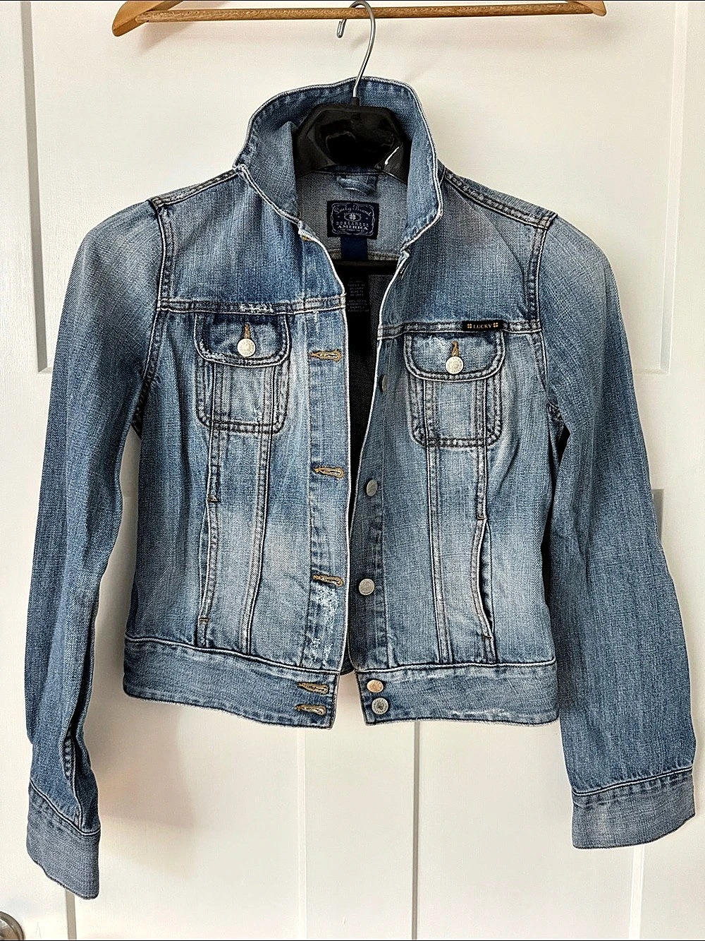 Lucky Brand Dungaree Denim Jean Jacket in Blue Size Small Like New